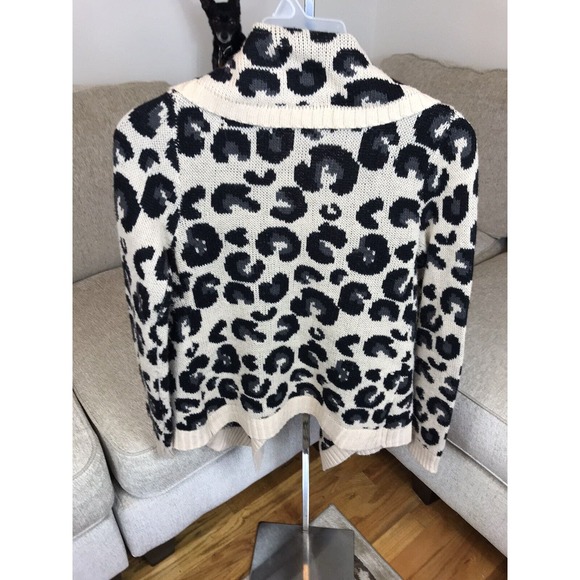womens cheetah print Knit Long Sleeve Waterfall Cardigan Medium Open Front - Picture 8 of 9